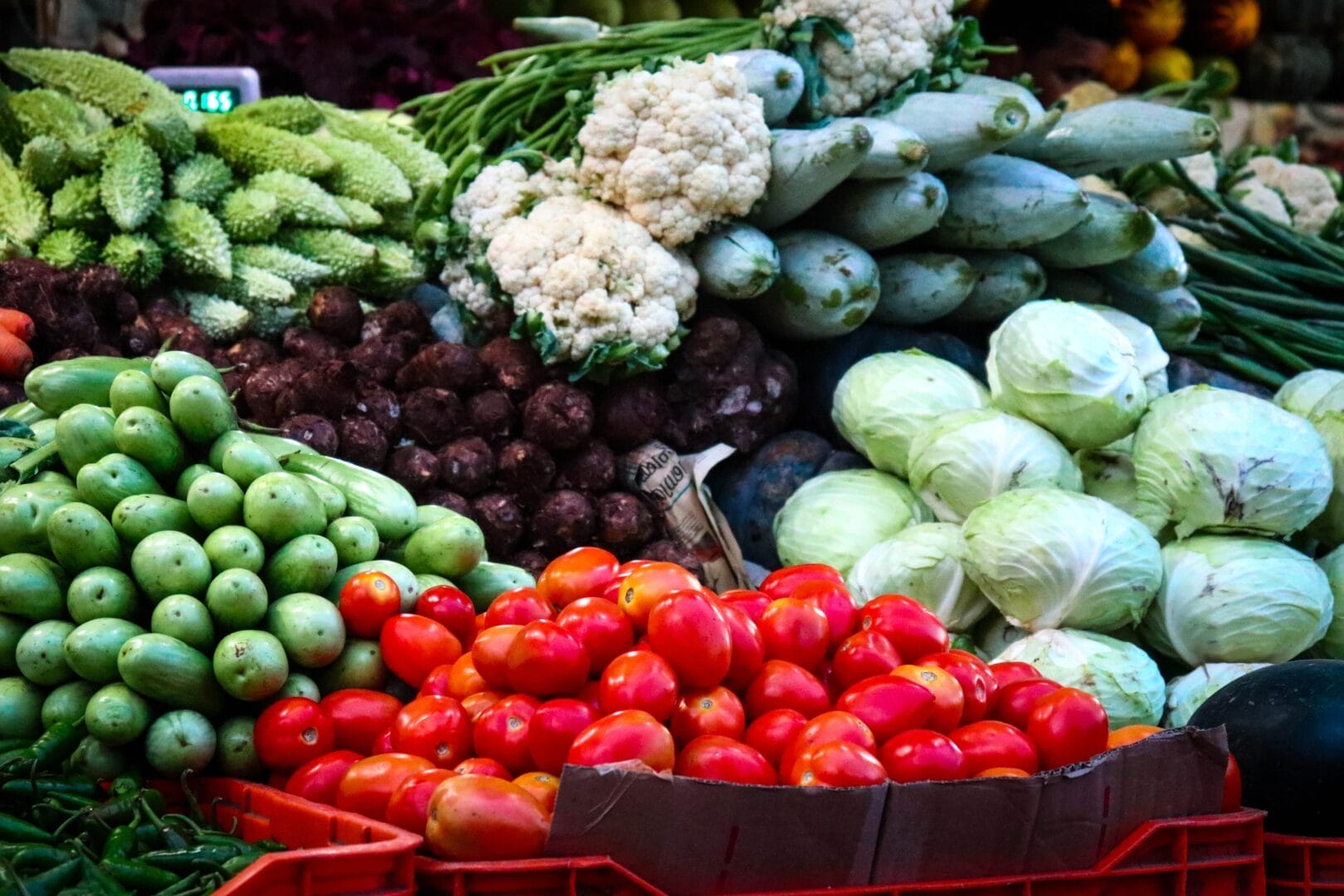 vegetables at a market